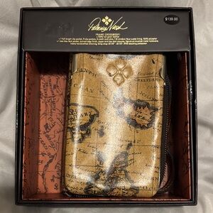 Patricia Nash Gold Map Print Frame/Phone Crossbody